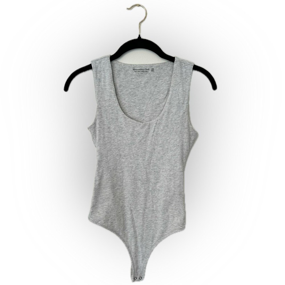 Abercrombie & Fitch Grey Cotton Blend Scoopneck Tank Top Bodysuit